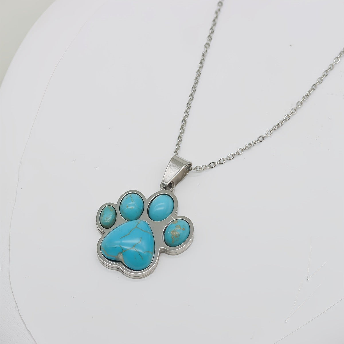 Turquoise Paw Print Necklace