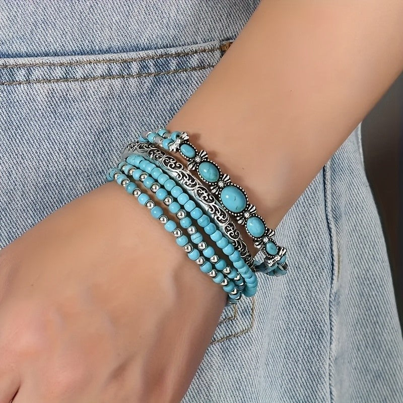 Turquoise Beaded Bracelet Set
