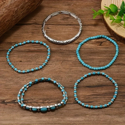 Turquoise Beaded Bracelet Set