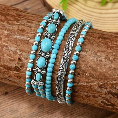 Turquoise Beaded Bracelet Set