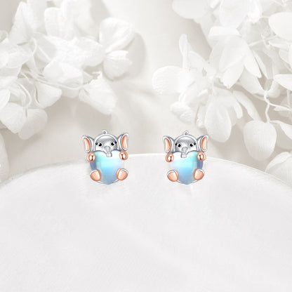 Blue Elephant Stud Earrings