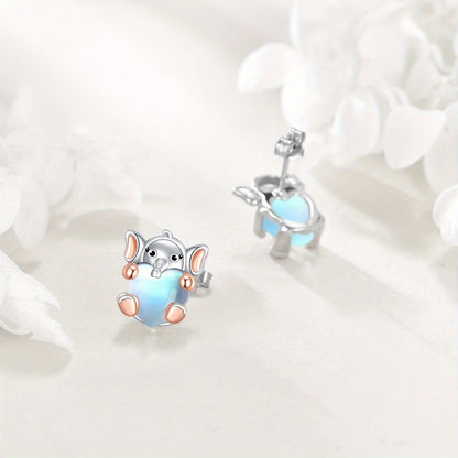 Blue Elephant Stud Earrings
