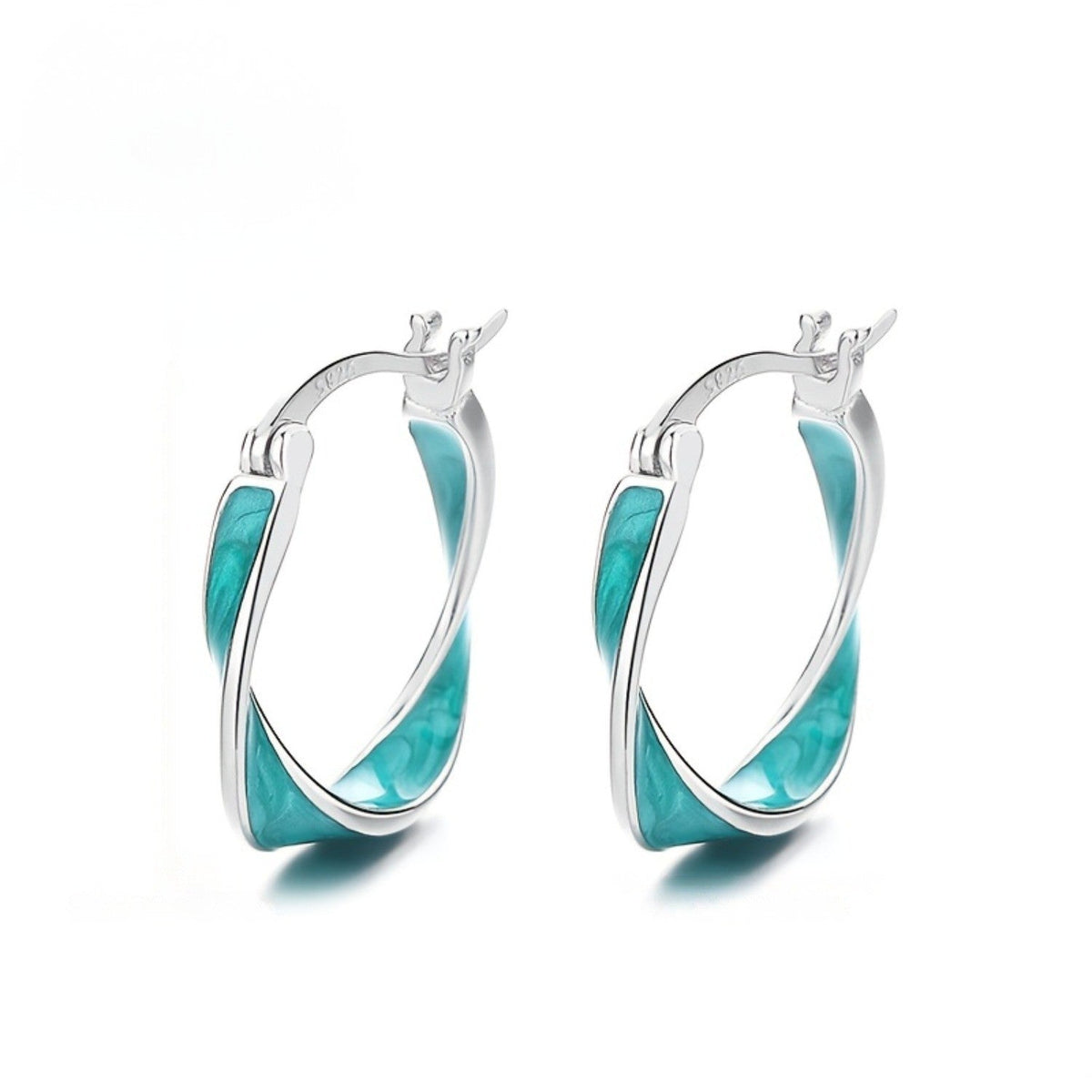 Turquoise Twist Hoop Earrings