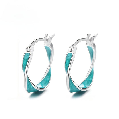 Turquoise Twist Hoop Earrings