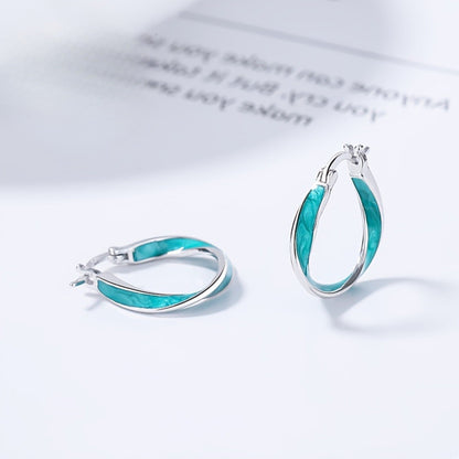 Turquoise Twist Hoop Earrings