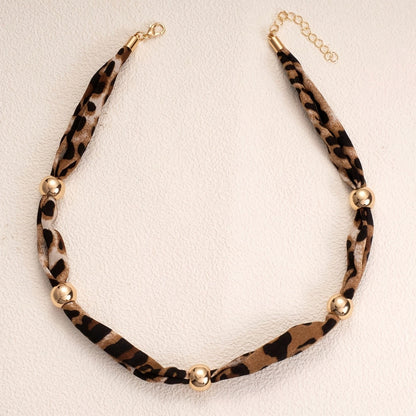 Leopard Print Beaded Necklace