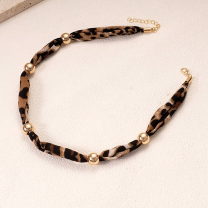 Leopard Print Beaded Necklace