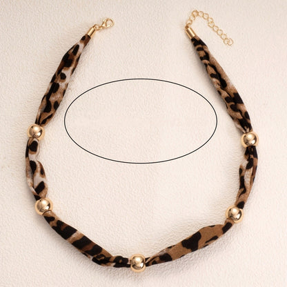 Leopard Print Beaded Necklace