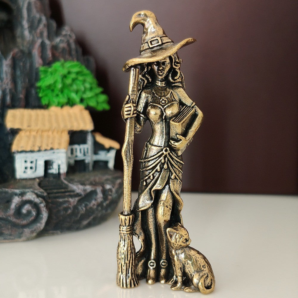 Witch & Cat Figurine