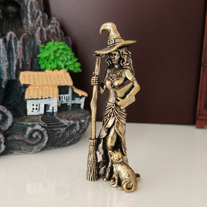 Witch & Cat Figurine