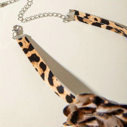Leopard Floral Choker Necklace