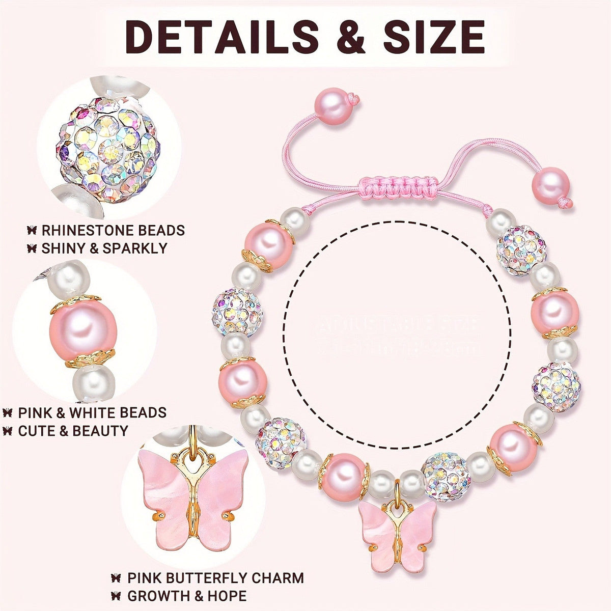 Pink Butterfly Pearl Bracelet
