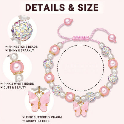 Pink Butterfly Pearl Bracelet
