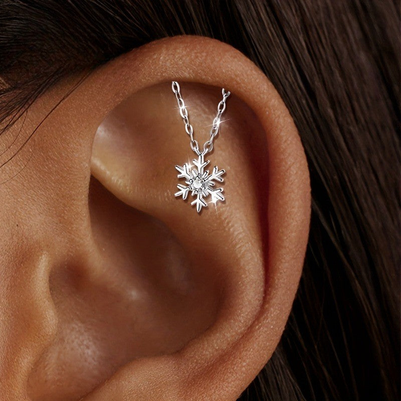 Snowflake CZ Chain Dangle Earring