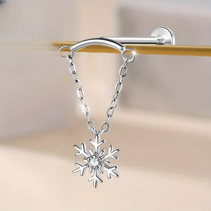 Snowflake CZ Chain Dangle Earring