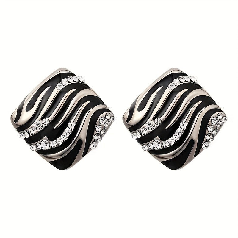 Zebra Square Stud Earrings