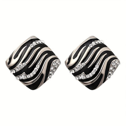 Zebra Square Stud Earrings