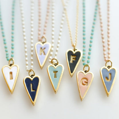 Enamel Letter Heart Necklace