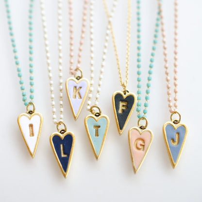 Enamel Letter Heart Necklace