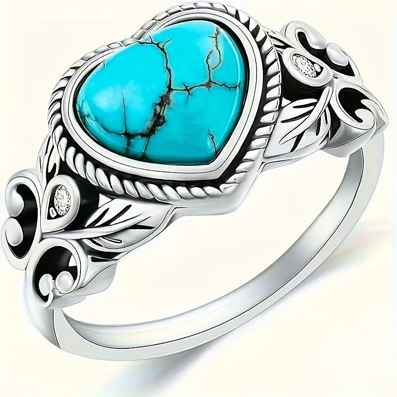 Turquoise Heart Statement Ring