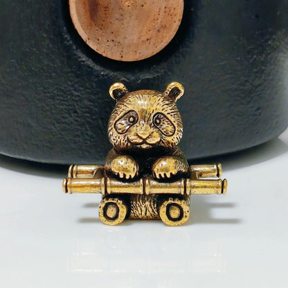 Panda on Bamboo Cart Figurine