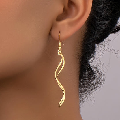 Gold-Tone Spiral Drop Earrings