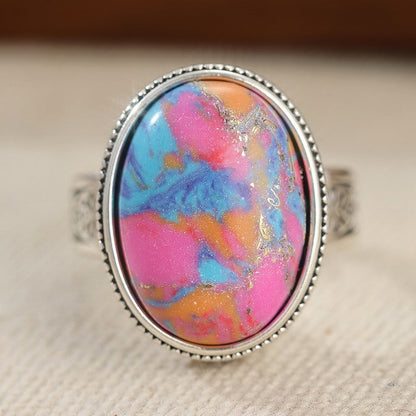 Pink Mosaic Filigree Ring