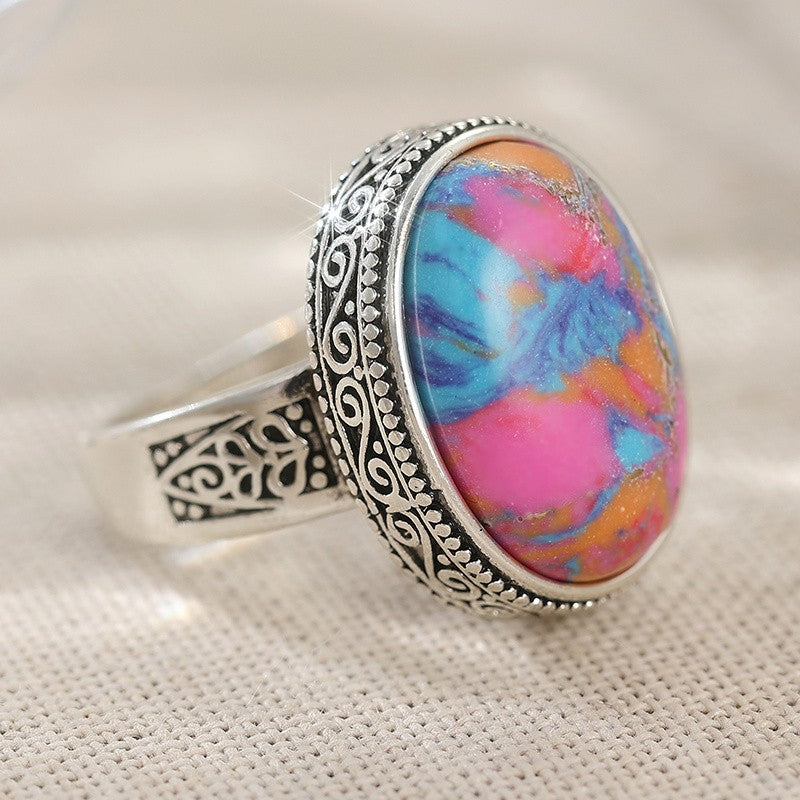 Pink Mosaic Filigree Ring