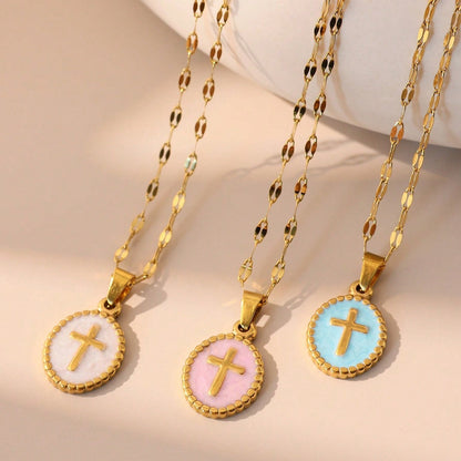 Oval Cross Necklace