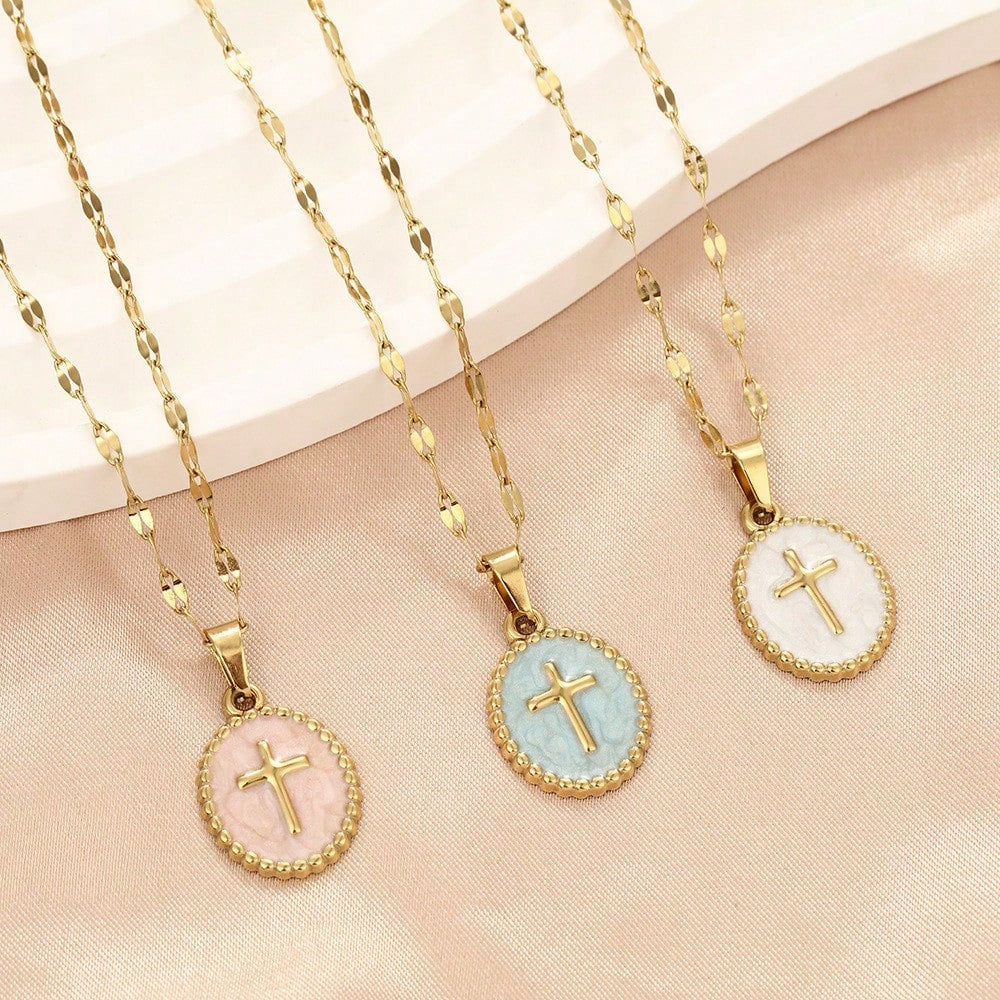 Oval Cross Necklace