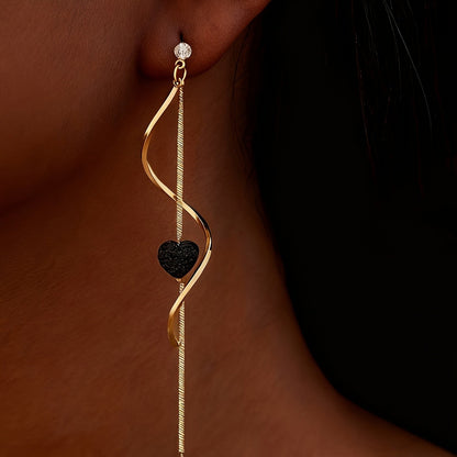 Crystal Heart Wave Drop Earrings