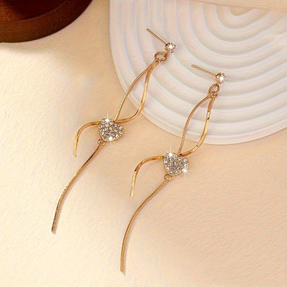 Crystal Heart Wave Drop Earrings