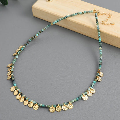 Turquoise Coin Beaded Necklace