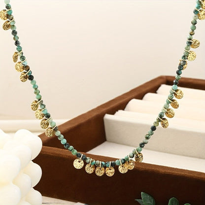 Turquoise Coin Beaded Necklace