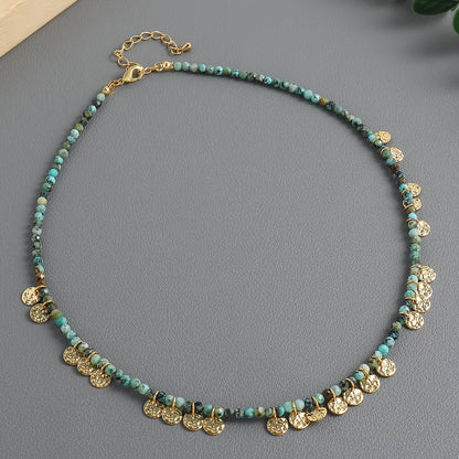 Turquoise Coin Beaded Necklace