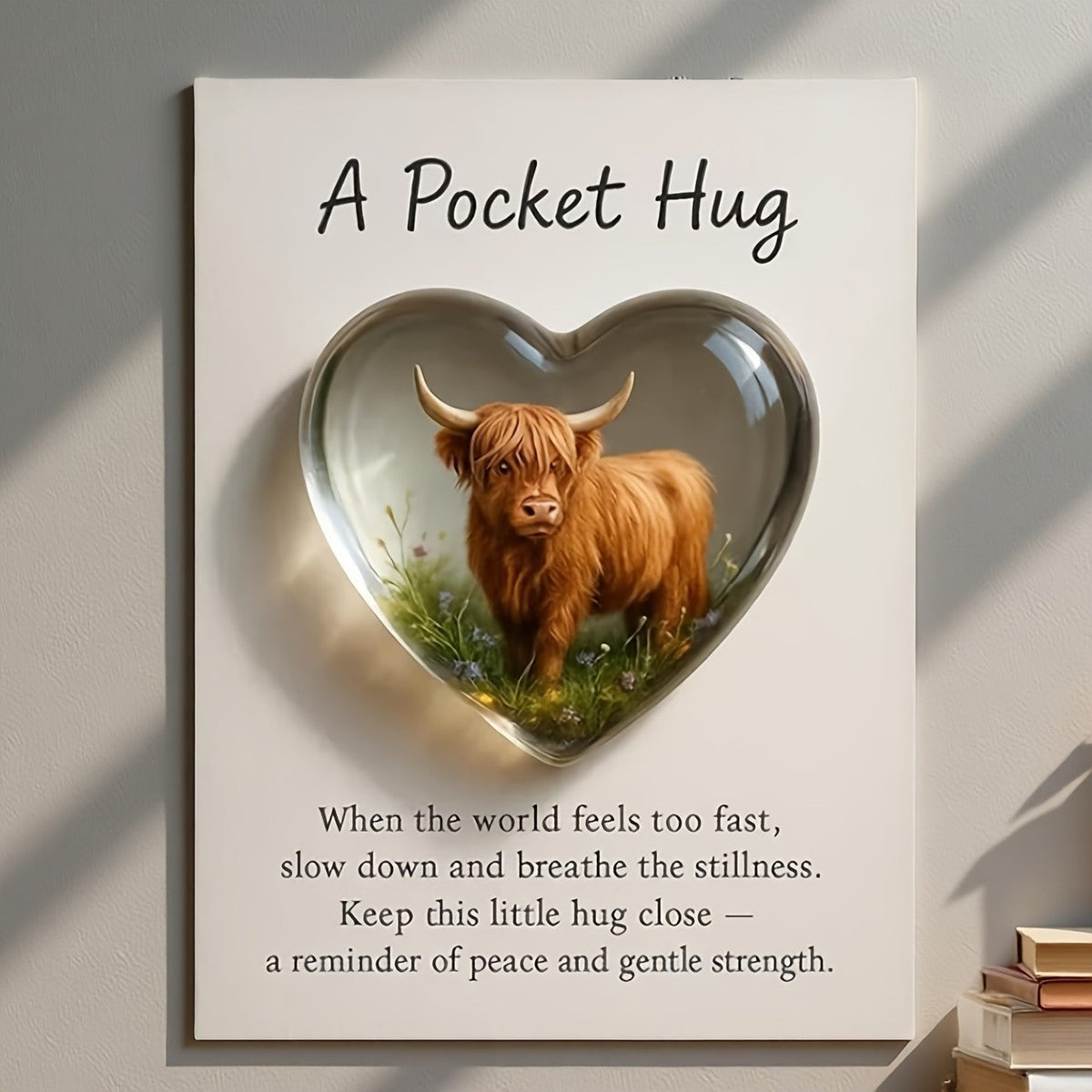 Highland Cow Heart Pocket Hug