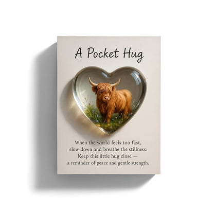 Highland Cow Heart Pocket Hug