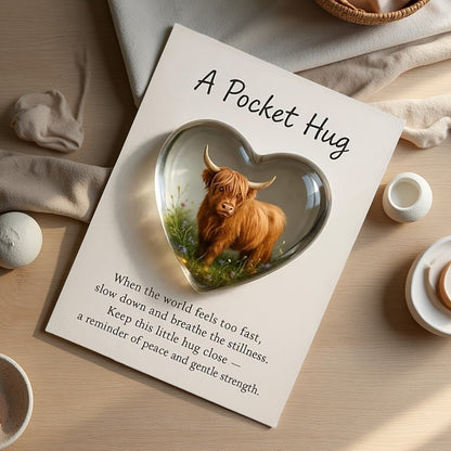 Highland Cow Heart Pocket Hug