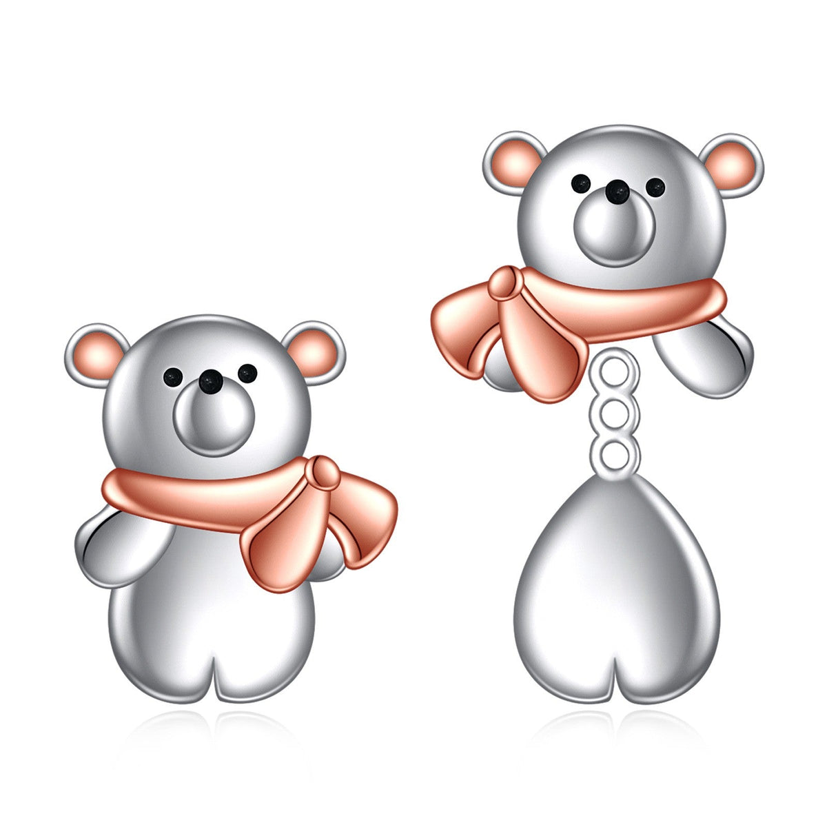 Rose Gold Scarf Bear Stud Earrings