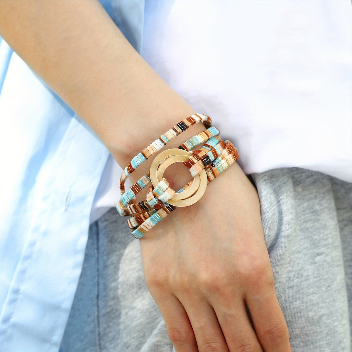 Striped Multi-Strand Circle Bracelet