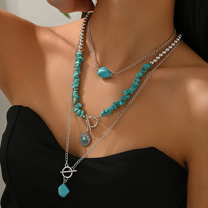 Layered Turquoise Stone Necklace