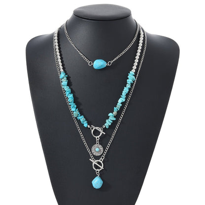 Layered Turquoise Stone Necklace