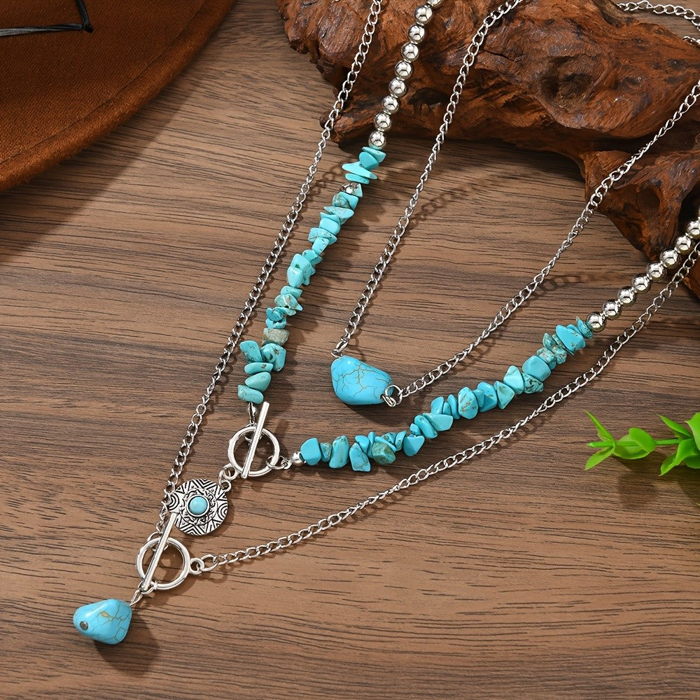 Layered Turquoise Stone Necklace