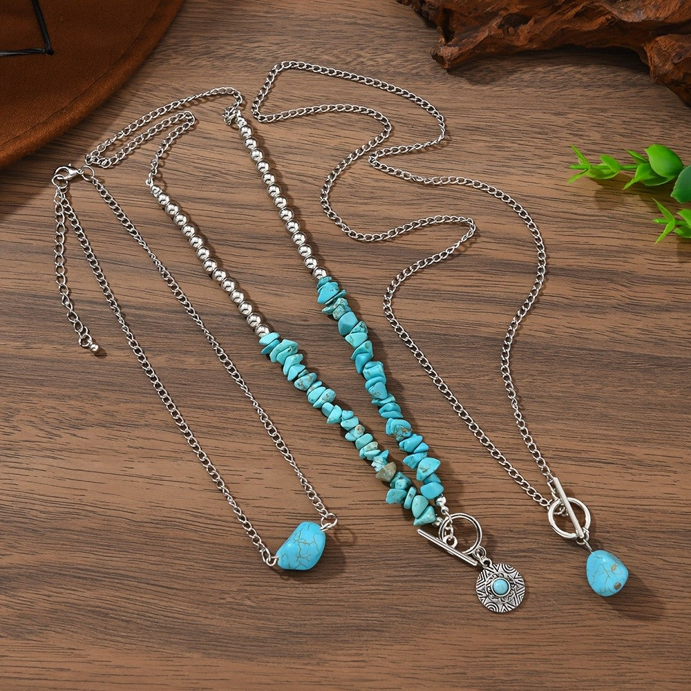 Layered Turquoise Stone Necklace
