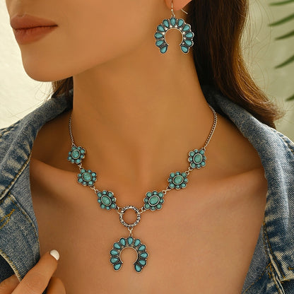 Turquoise Floral Horseshoe Jewelry Set