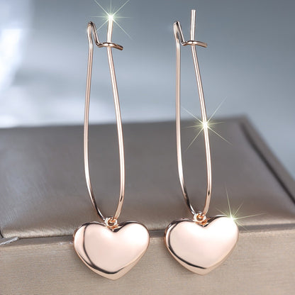 Polished Heart Wire Drop Earrings