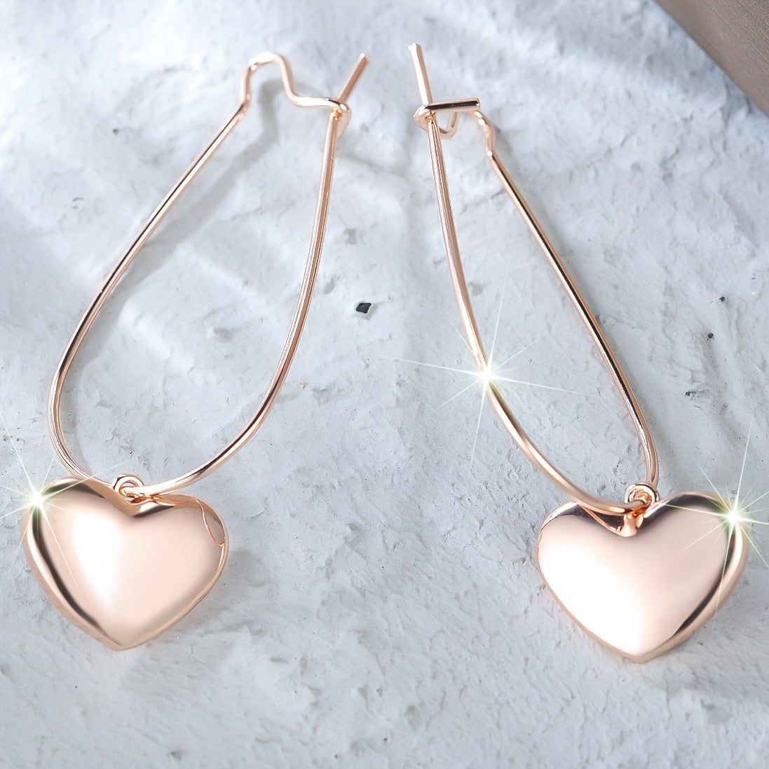 Polished Heart Wire Drop Earrings