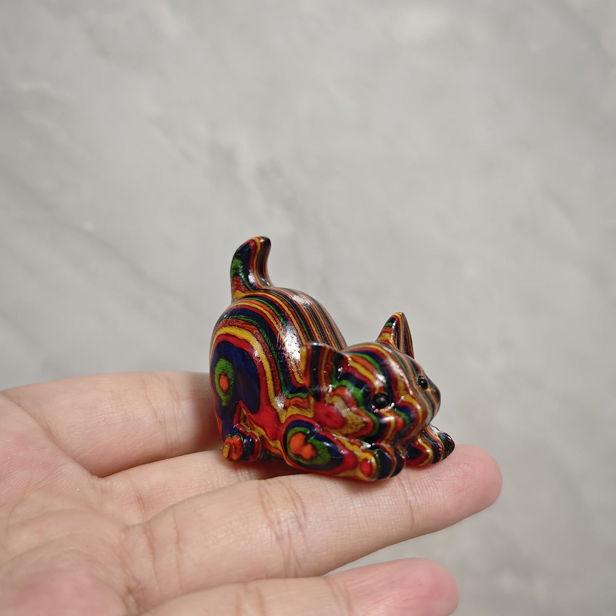 Colorful Swirl Cat Sculpture