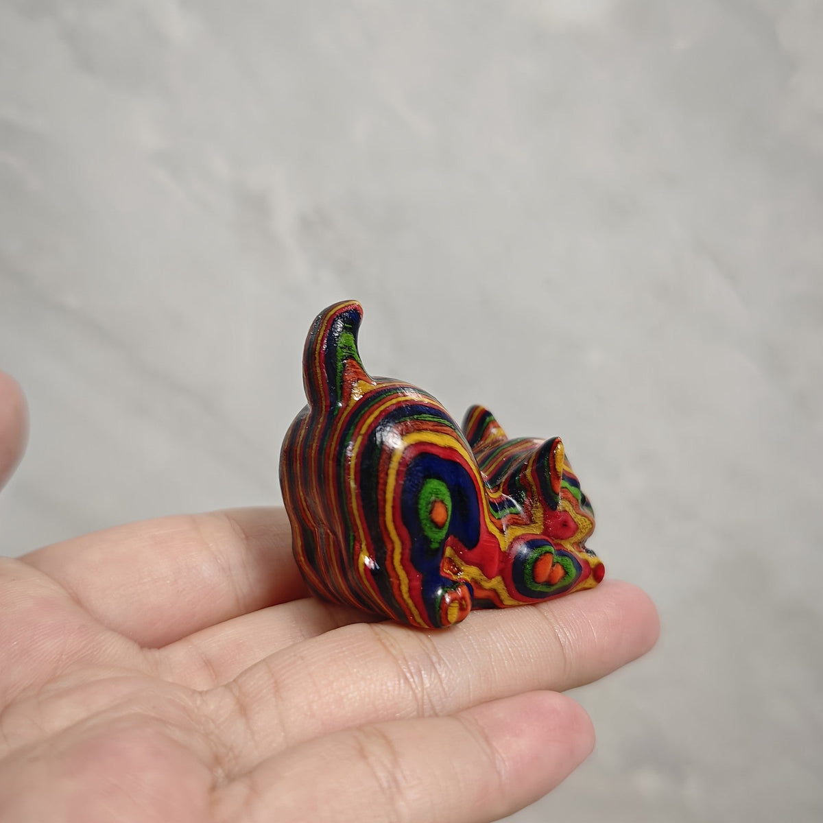 Colorful Swirl Cat Sculpture