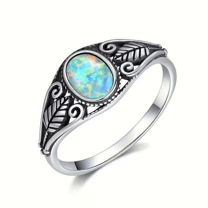 Opal Leaf Statement Ring